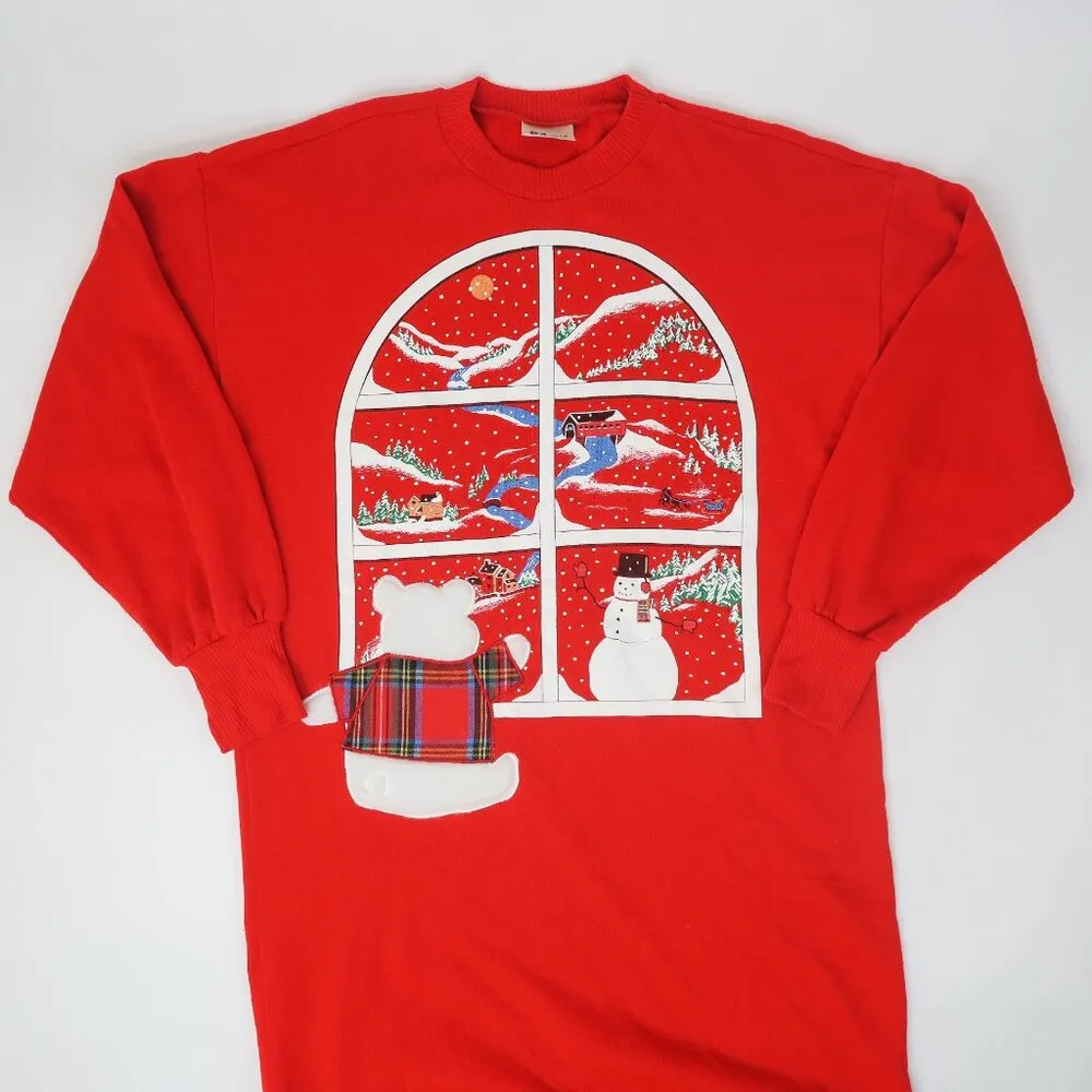 Vintage 80s Bold Spirit Christmas Nightgown Red - Image 5