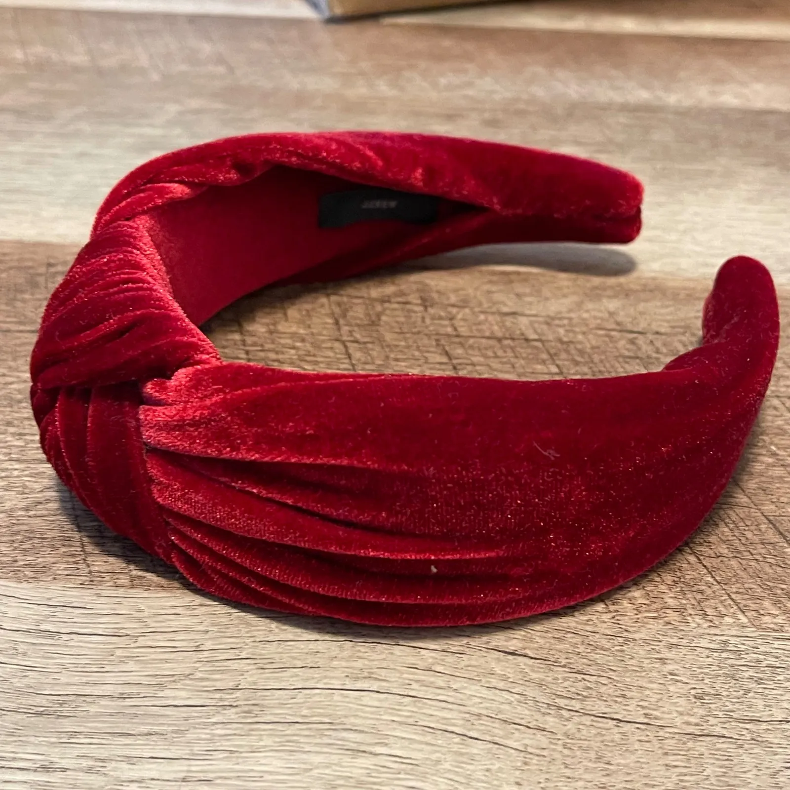 J. Crew Red Velvet Knotted Headband Women's Fashion Accessory - Image 3