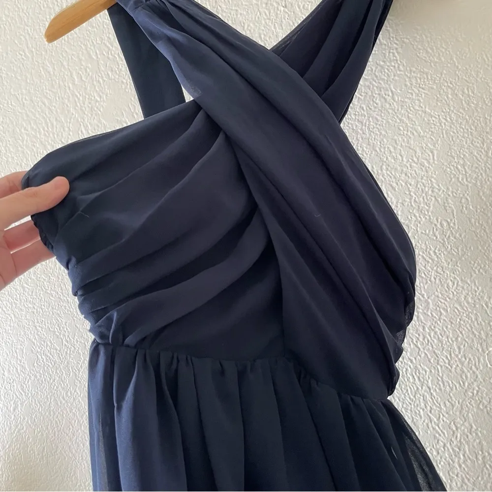 Keepsake the Label One cross front open back dress Blue - Image 2