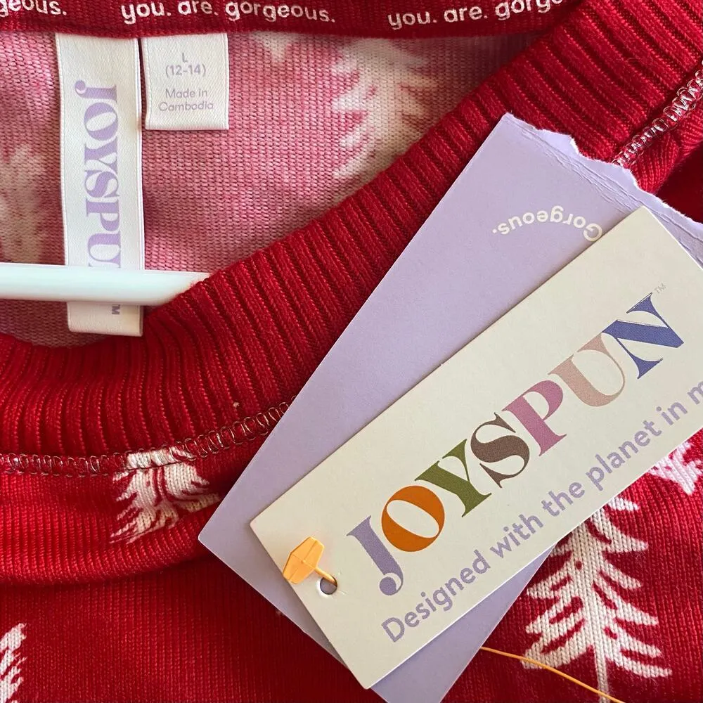 NEW JOYSPUN Christmas Tree Pullover Pajama Top Red Size Large Cozy Soft Knit - Image 3