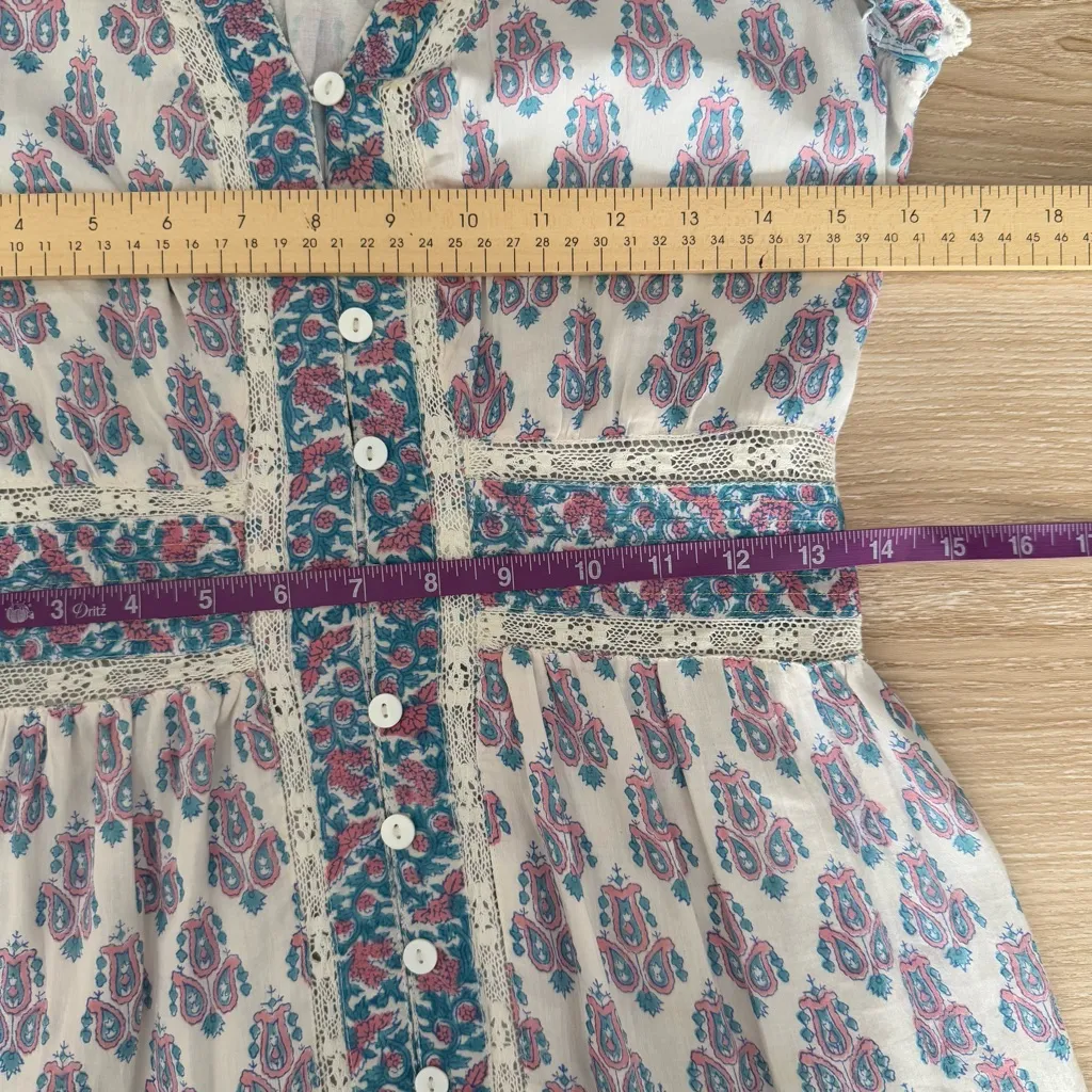 Bell Alicia Bell Medium Annabelle Tiered Maxi Dress Paisley White Blue Cottage - Image 8