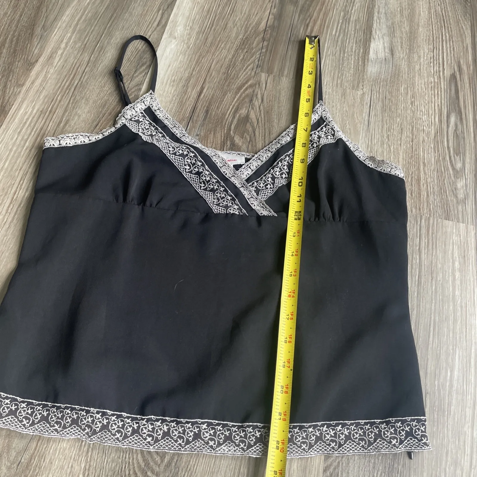 Vintage Nine West‎ Black Lace trim Babydoll Tank Top adjustable strap Sz 10 Goth - Image 6