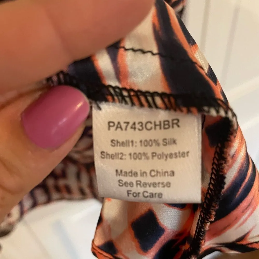 Parker silk ruched chest abstract dress size xs - Image 5