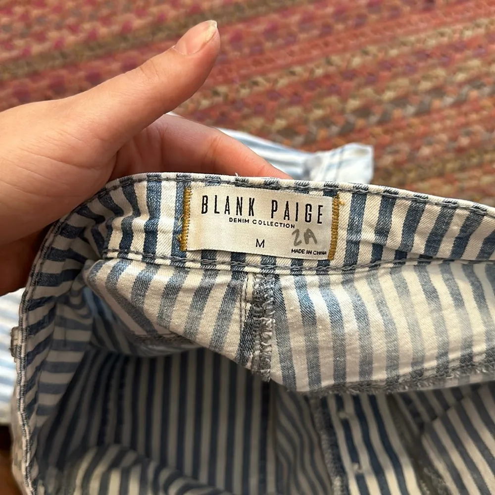 BLANK PAIGE DENIM COLLECTION BLUE & WHITE PARALLEL STRIPE BUTTON FRONT JEANS - Image 2