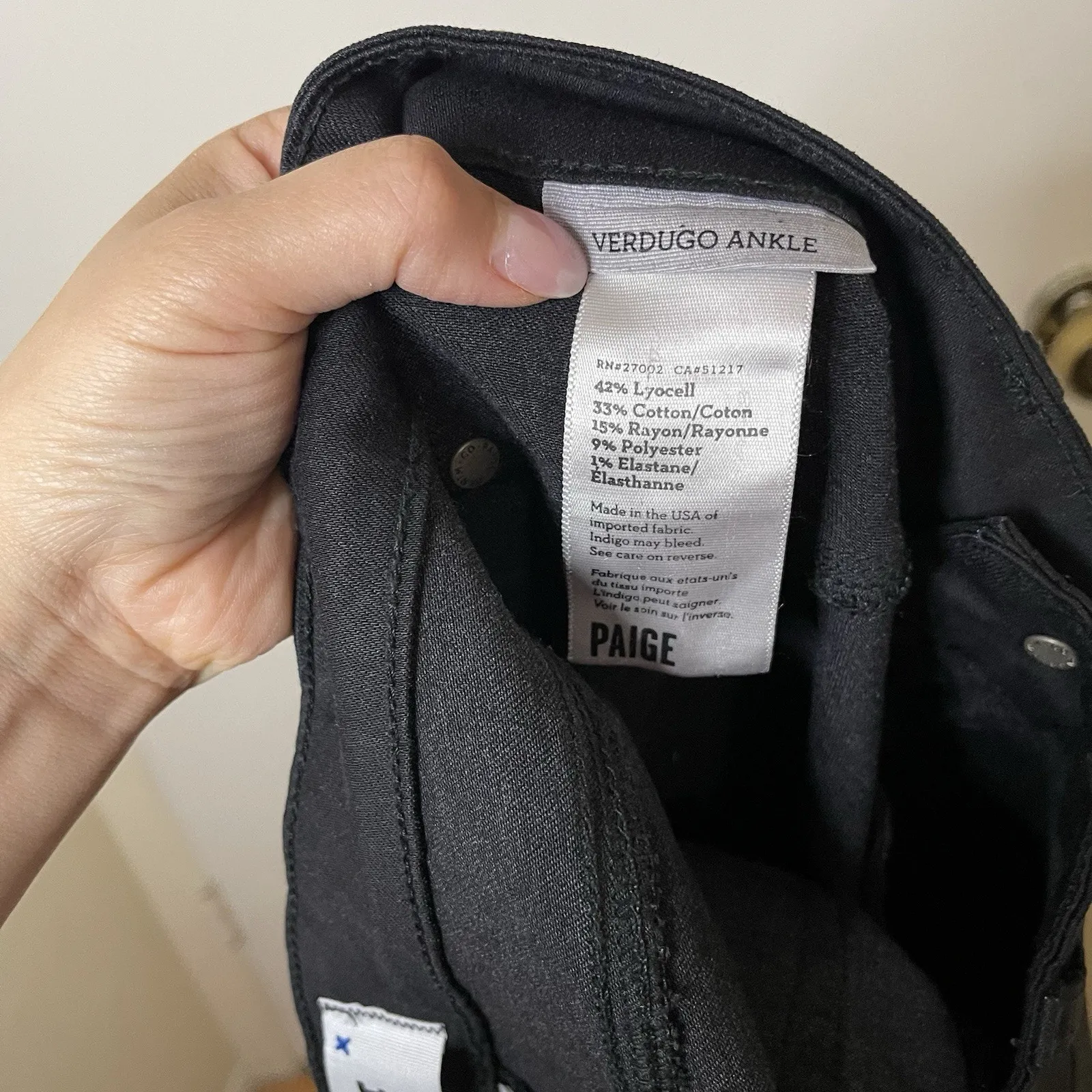 PAIGE Verdugo Ankle Black Silk Coated Skinny Jean size 28 - Image 7