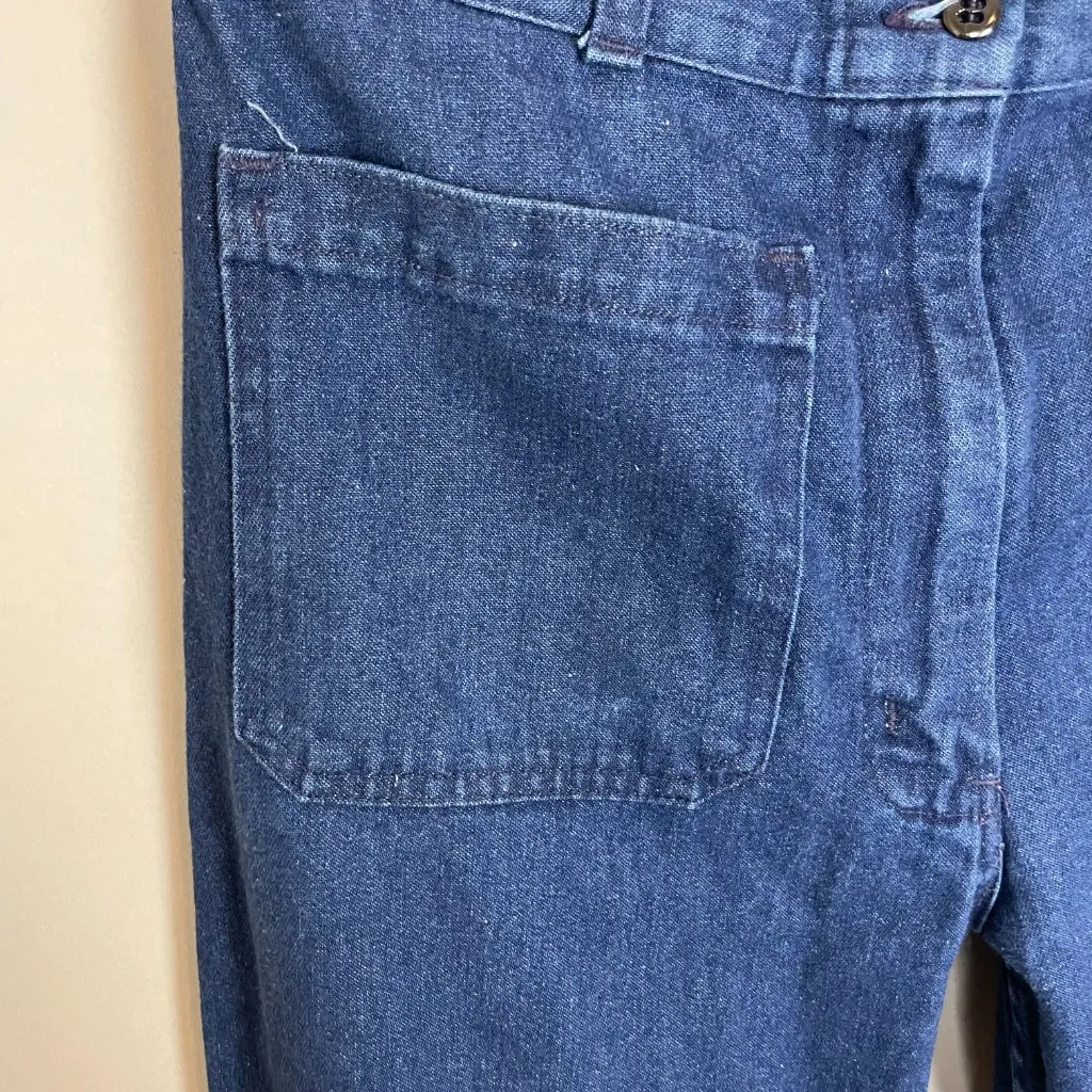 Vintage Military Pants Women Trousers Flared Leg Navy Blue‎ High - Image 4