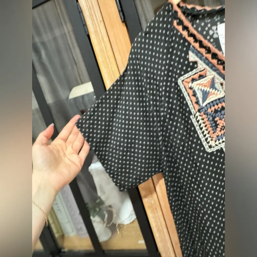 Johnny Was Silk Biya mini dress embroidered flowers floral ruffles short sleeve - Image 7