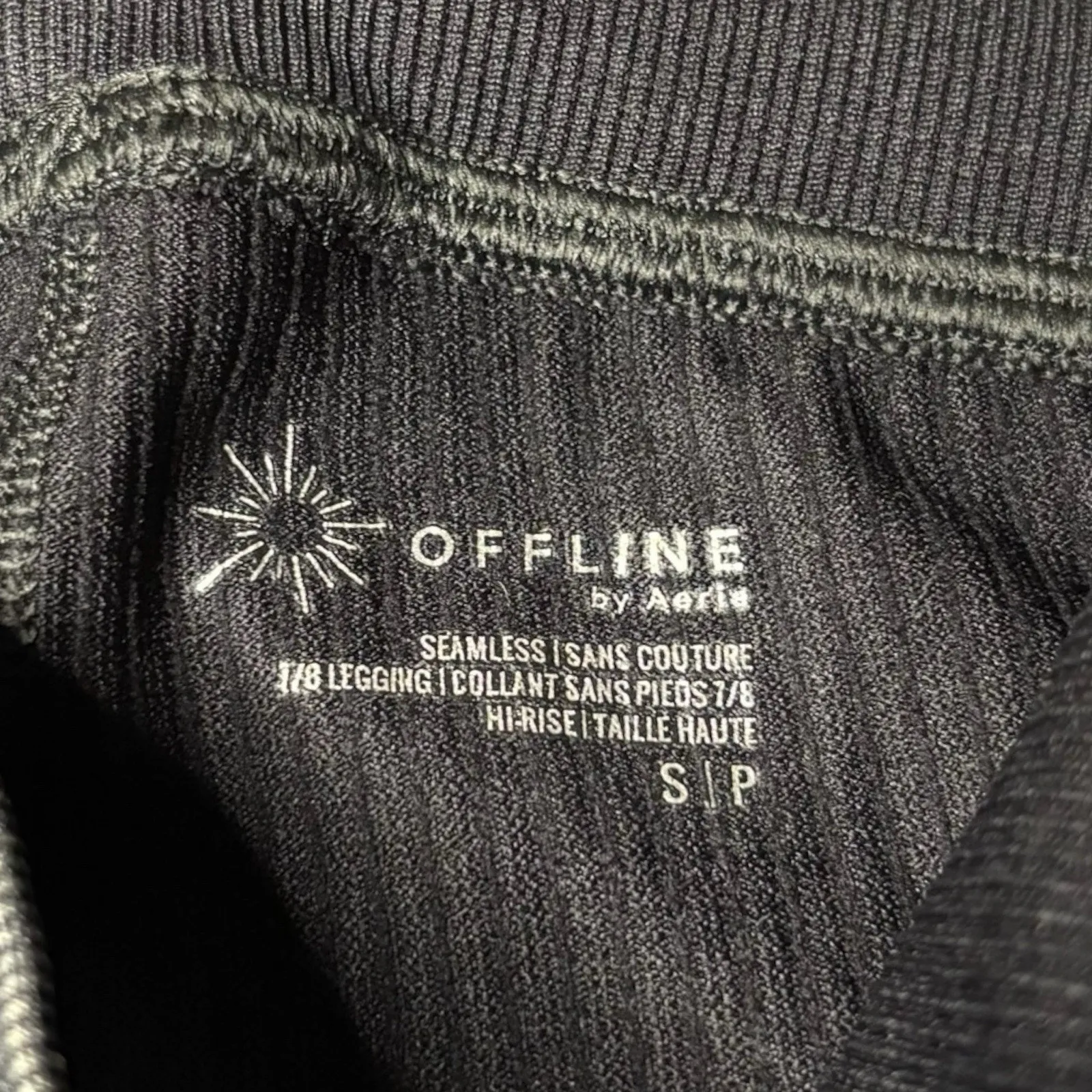 Offline Aerie Seamless High Rise Black Ribbed Leggings 7/8 Length Sz Small NEW - Image 3