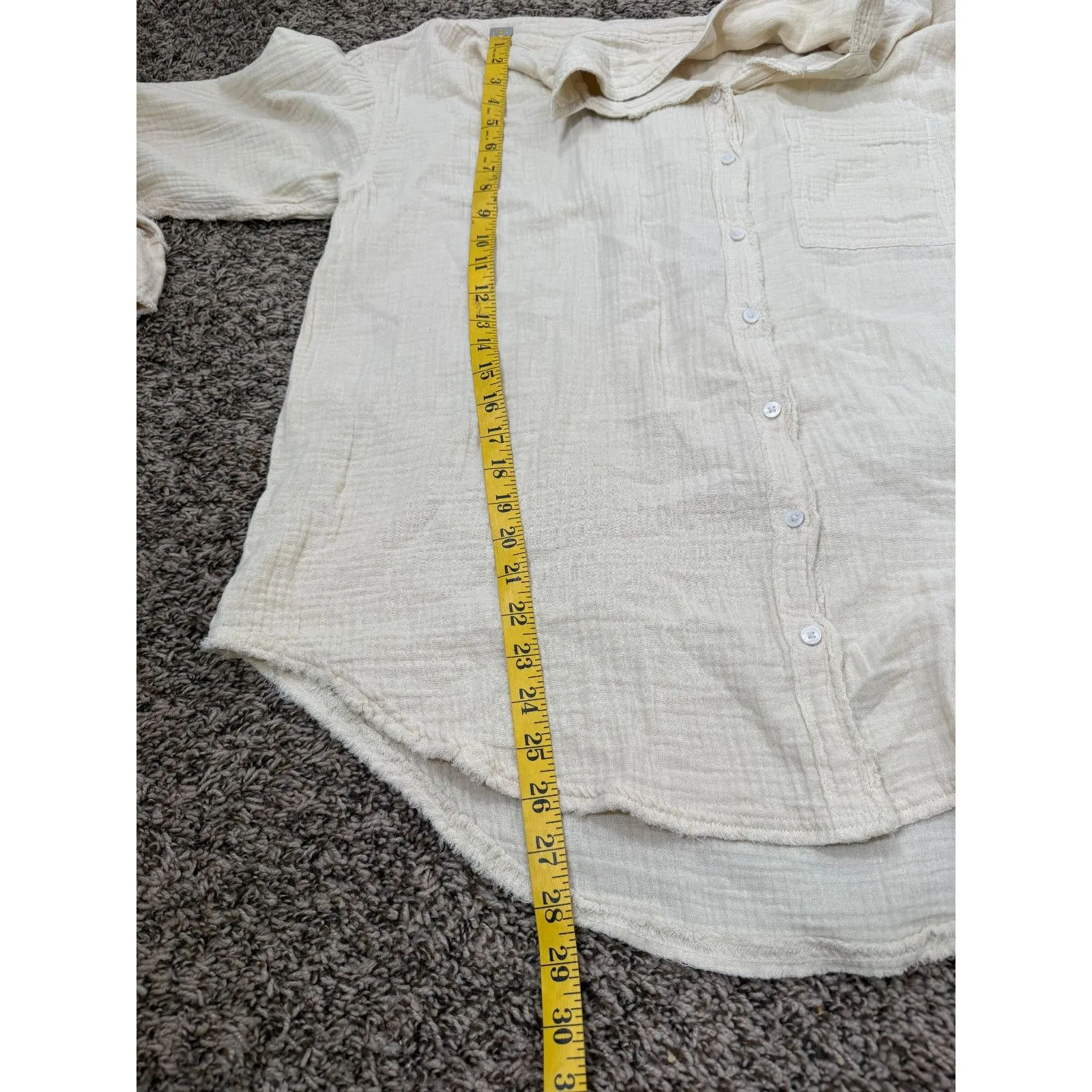 Aerie Womens Gauzy Cotton Button Up Top Sz XS Oversized Butter Yellow Beachy - Image 8