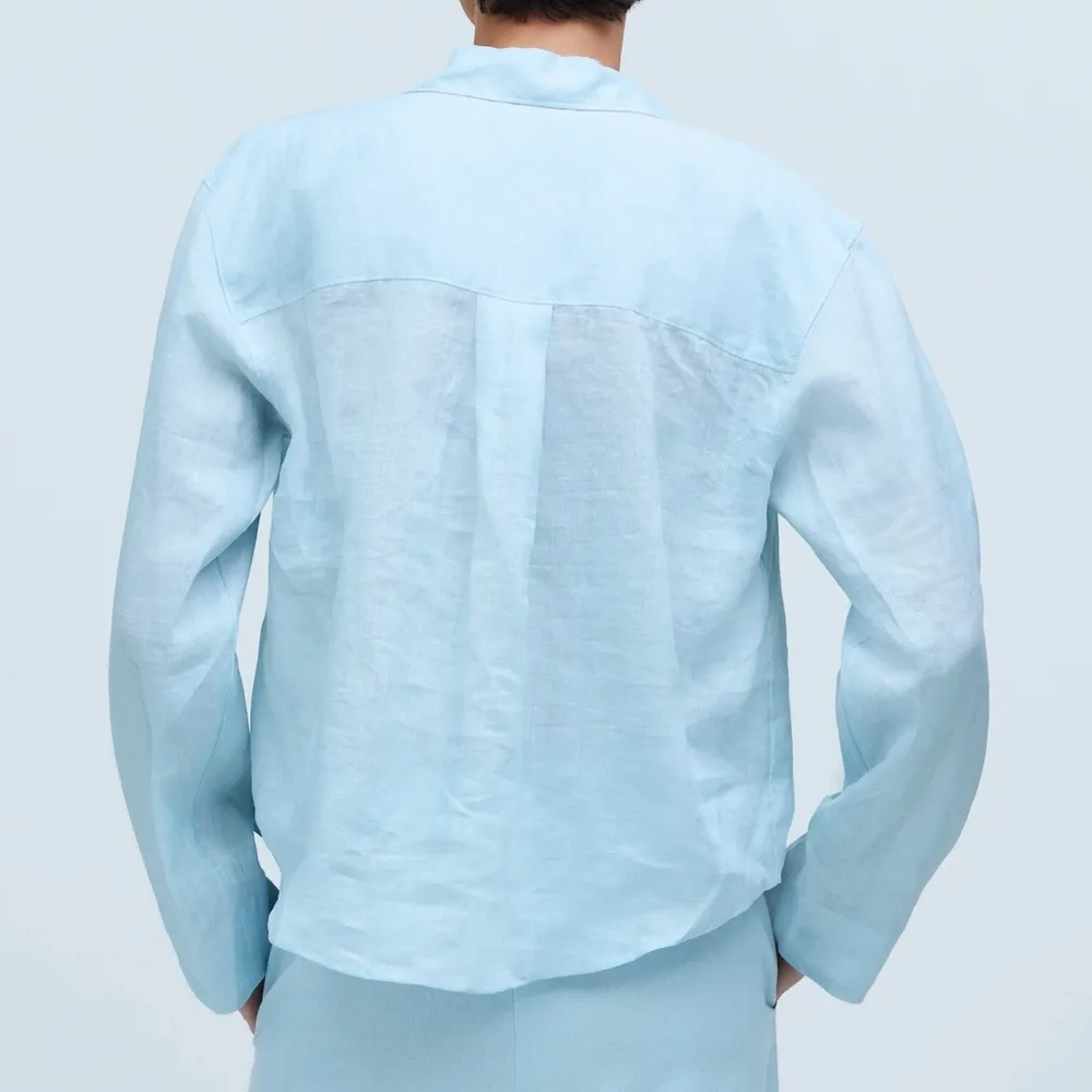 NWT Madewell Resort Long-Sleeve Shirt flaw on pocket cover w patch - Image 3