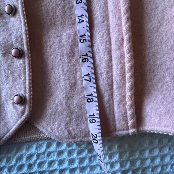 VINTAGE LANDS‎ END blush pink 100% wool blazer jacket heavy western boho SIZE 14 - Image 10