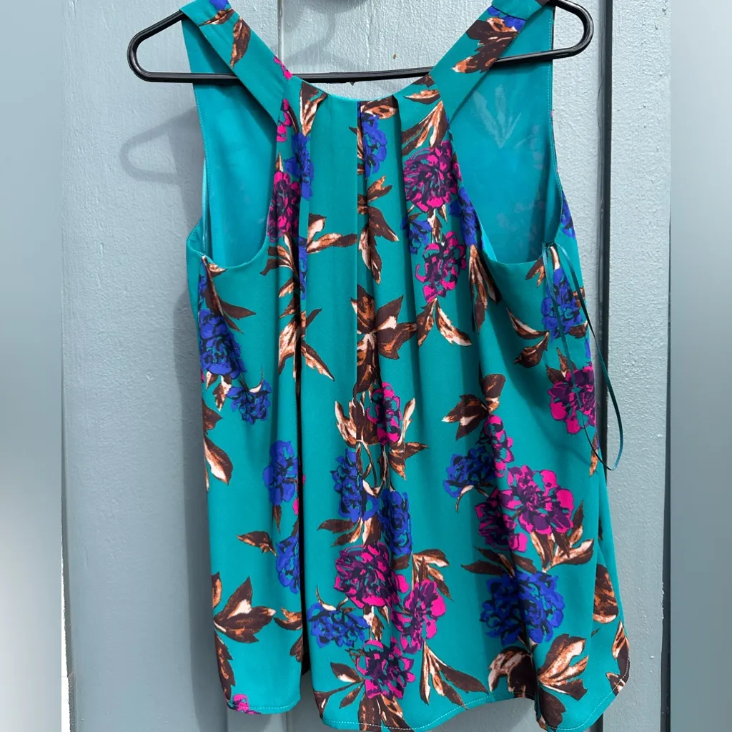 Everly Teal Floral Sleeveless flowy oversized Blouse Top - Image 6