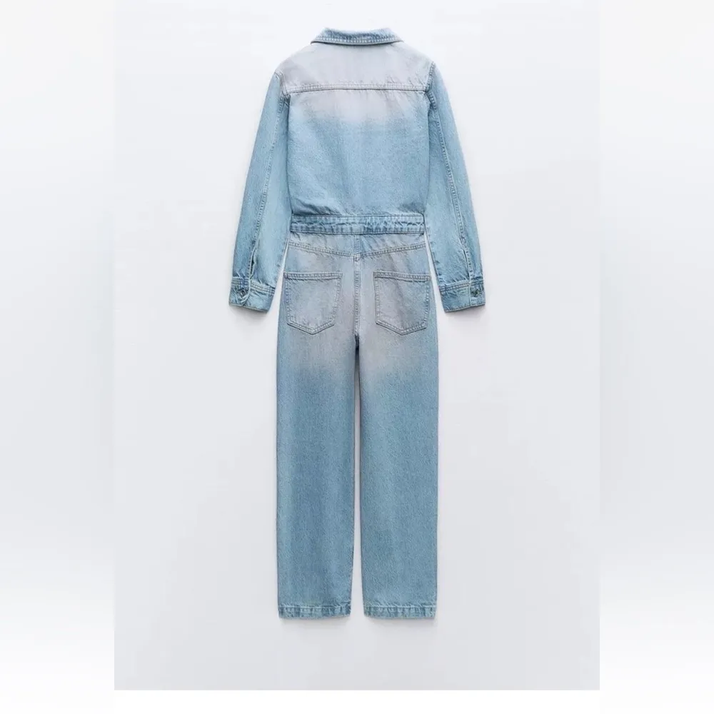 NWT ZARA FADED DENIM JUMPSUIT - Image 4