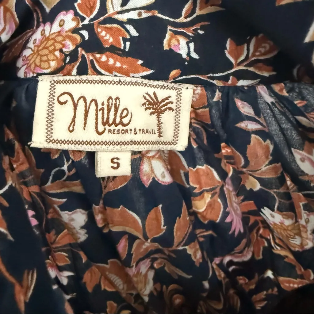 Mille Bonnie Floral Long Sleeve Cotton Shirtdress size small Blue - Image 5