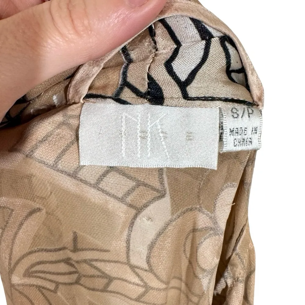 NK IMODE Silk Blend Velvet Burnout Floral Luxurious Long Robe Tan - Image 9