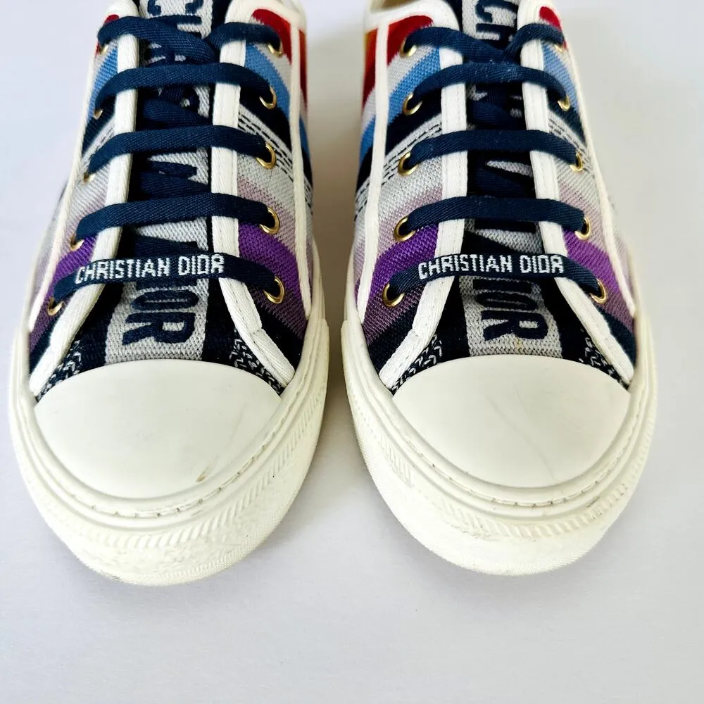 Christian Dior Canvas Rainbow Walk'N'Dior Low Top Sneakers 40 Multicolor Ladies - Image 4
