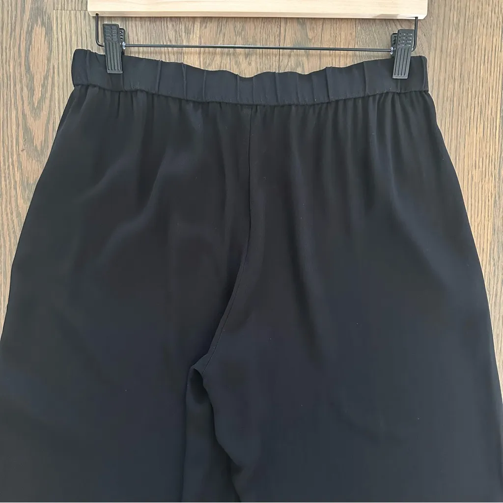 Eileen Fisher 100% Silk High Waist Wide Leg Ankle Pant in Black Small - Image 10