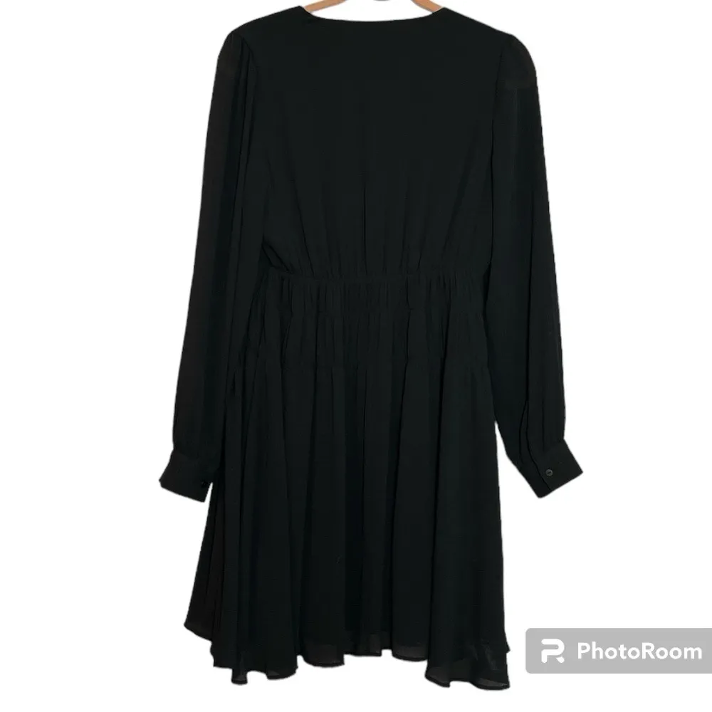 All Saints Black Kiana V-neck Long Sleeve Dress Size Medium - Image 5
