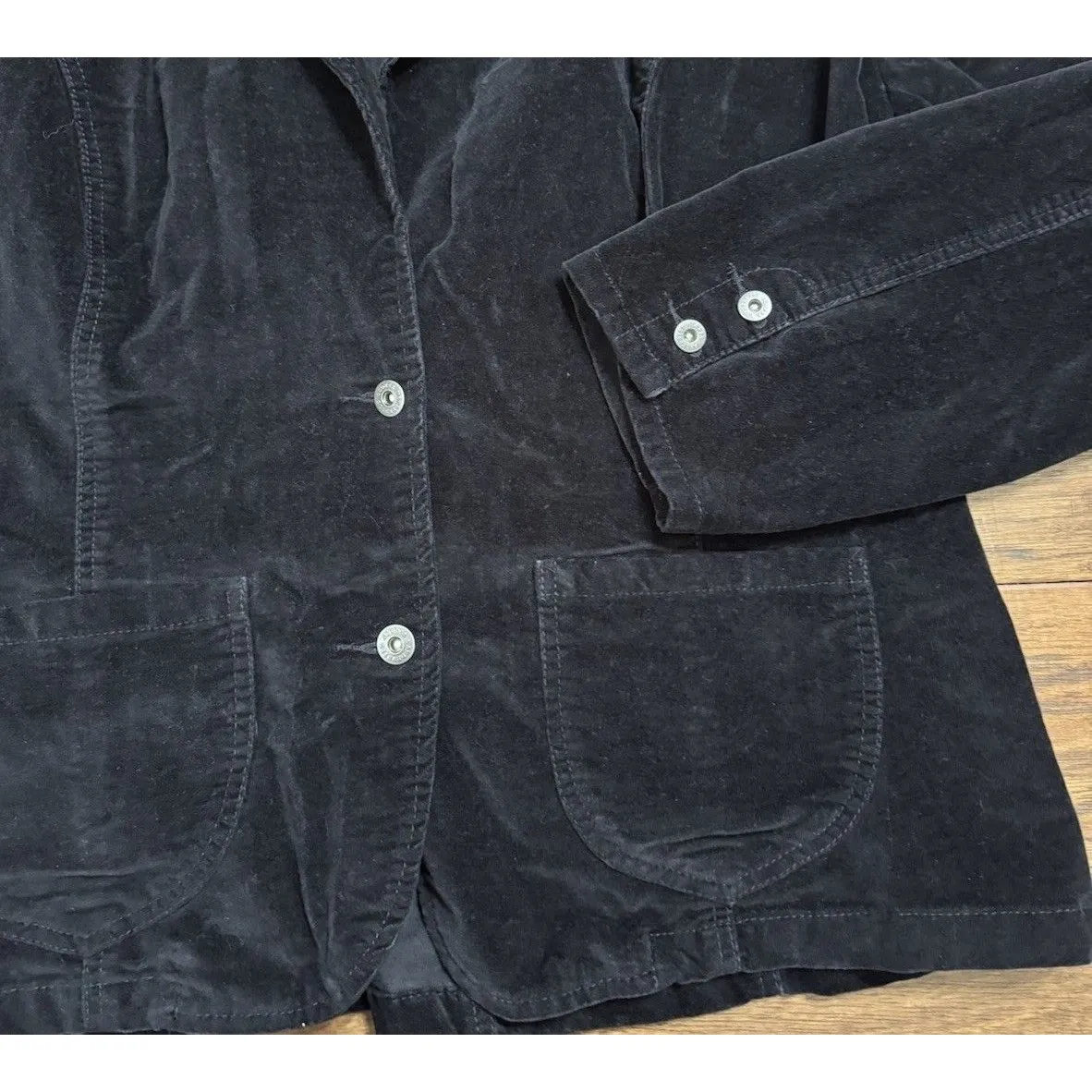 VTG 80s Women 2X Gloria Vanderbilt Stretch Black Velvet Blazer Jacket Grannycore - Image 4