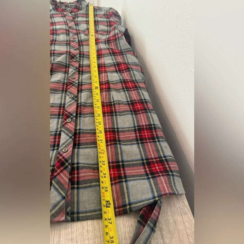 UNTUCKit for Her Harrison Red Plaid Button Up Shirt Dress Holiday Size 4 - Image 6