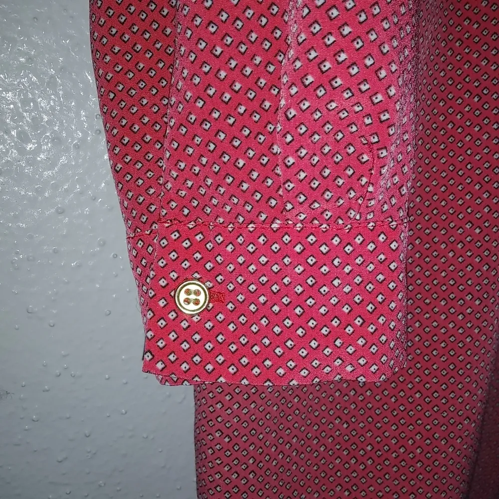 The Limited Ashton XL Long Sleeved Diamond Pattern Pocketed Coral Shirt Dress - Image 4