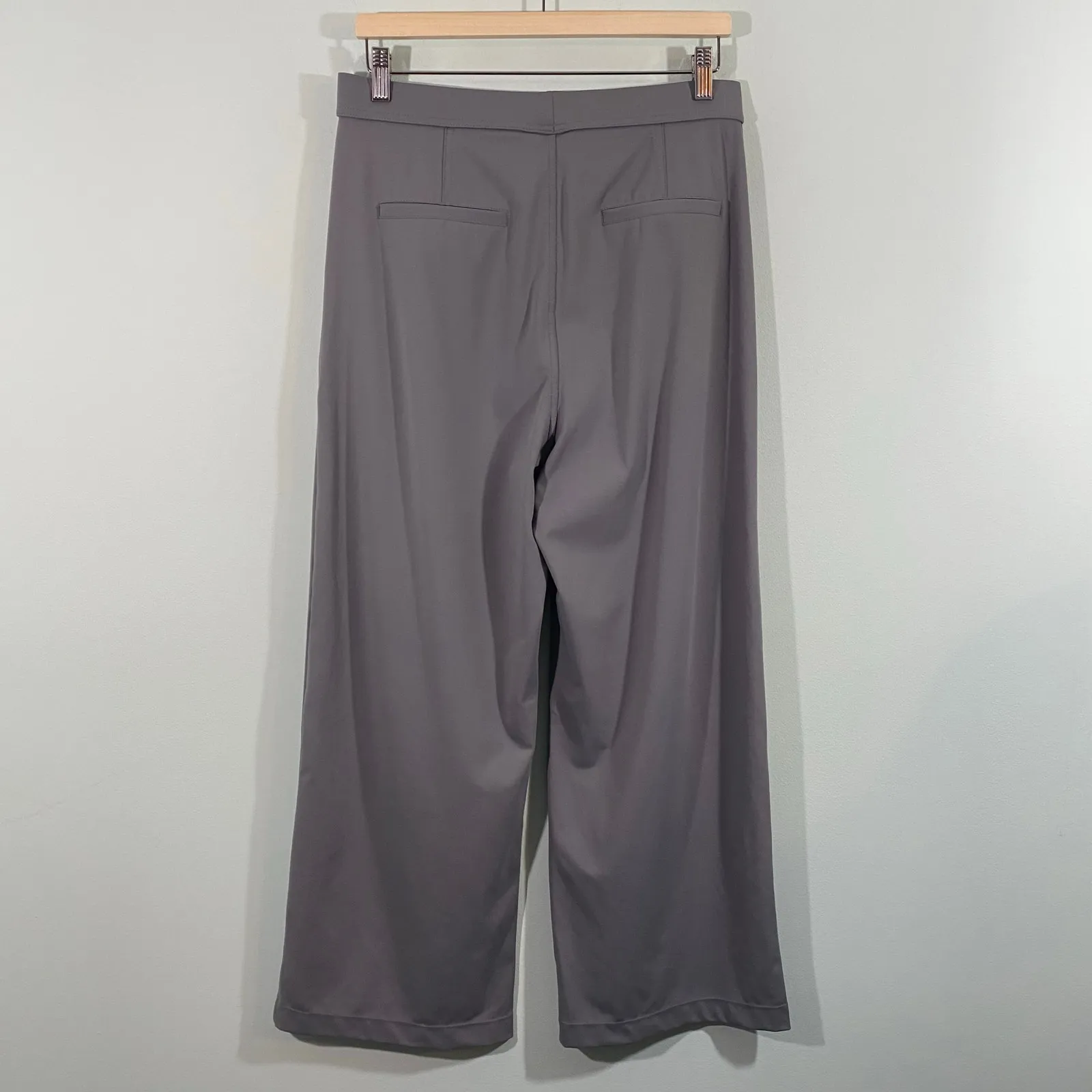 Halara Women Grey High Waisted Front Seam Wide Leg Pull On Pants Size L - Image 6