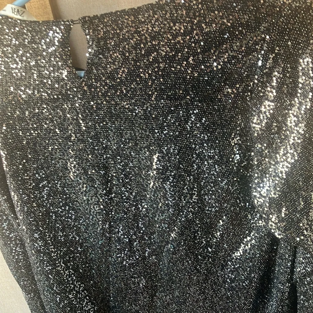 ZARA  lined Sequin Blouse medium - Image 4
