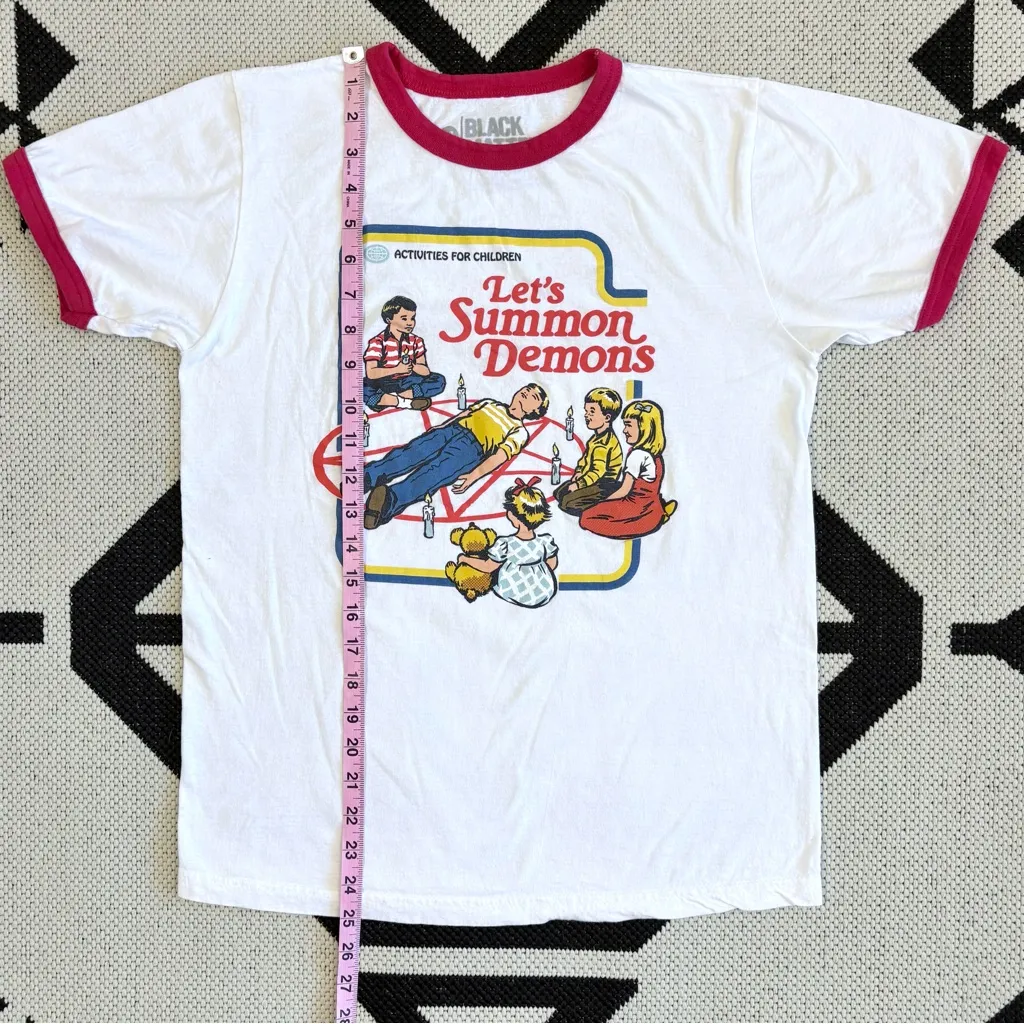 Black Matter Let's Summon Demons Ringer T-Shirt By Steven Rhodes Medium - Image 7