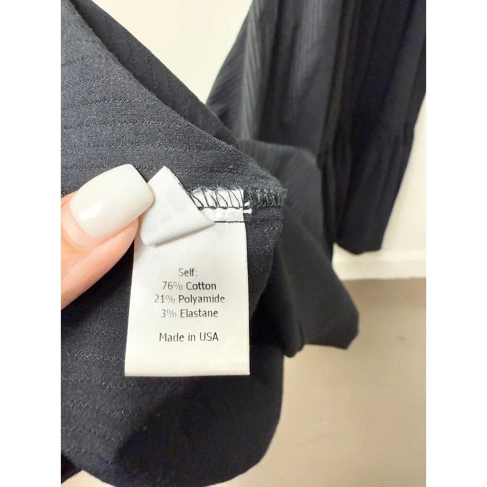 La Ligne Ariel Pinstripe Puff Sleeve Midi Dress Tonal Black Stripes Women's M Size M - Image 5