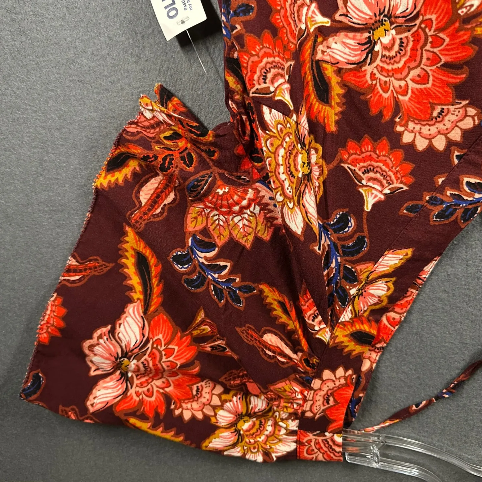 Old Navy Tiered Mini Dress Womens S Floral Print Red Short Sleeve V Neck NWT - Image 3