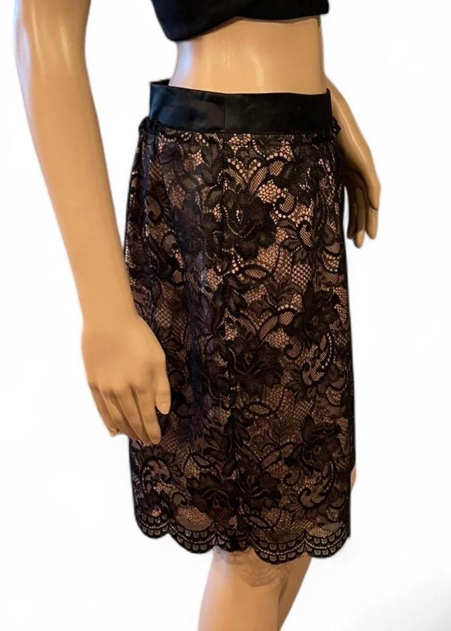 NWOT! Trina Turk Silk Skirt Black Lace Short Side-zip Size 6  - Image 4