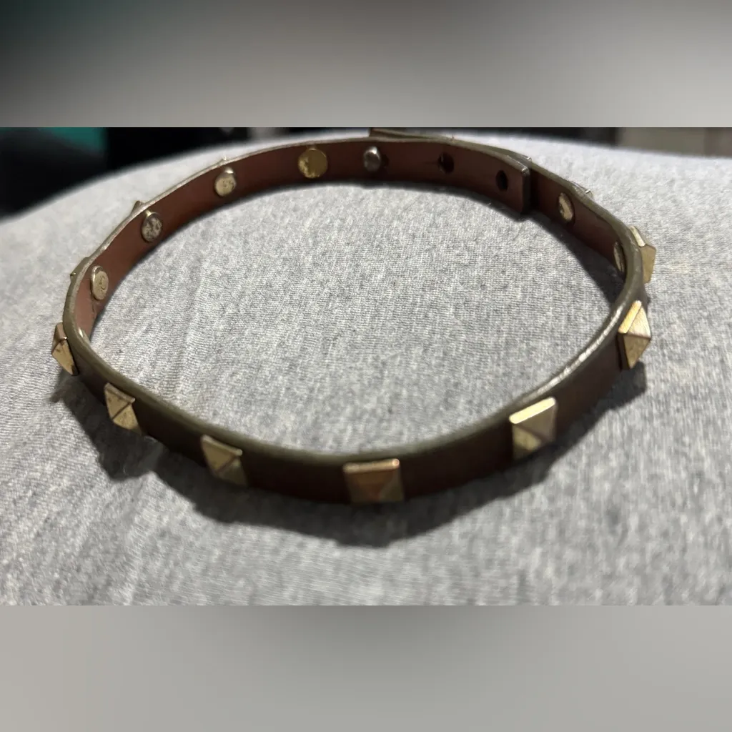 Brown Studded Leather Choker - Image 2