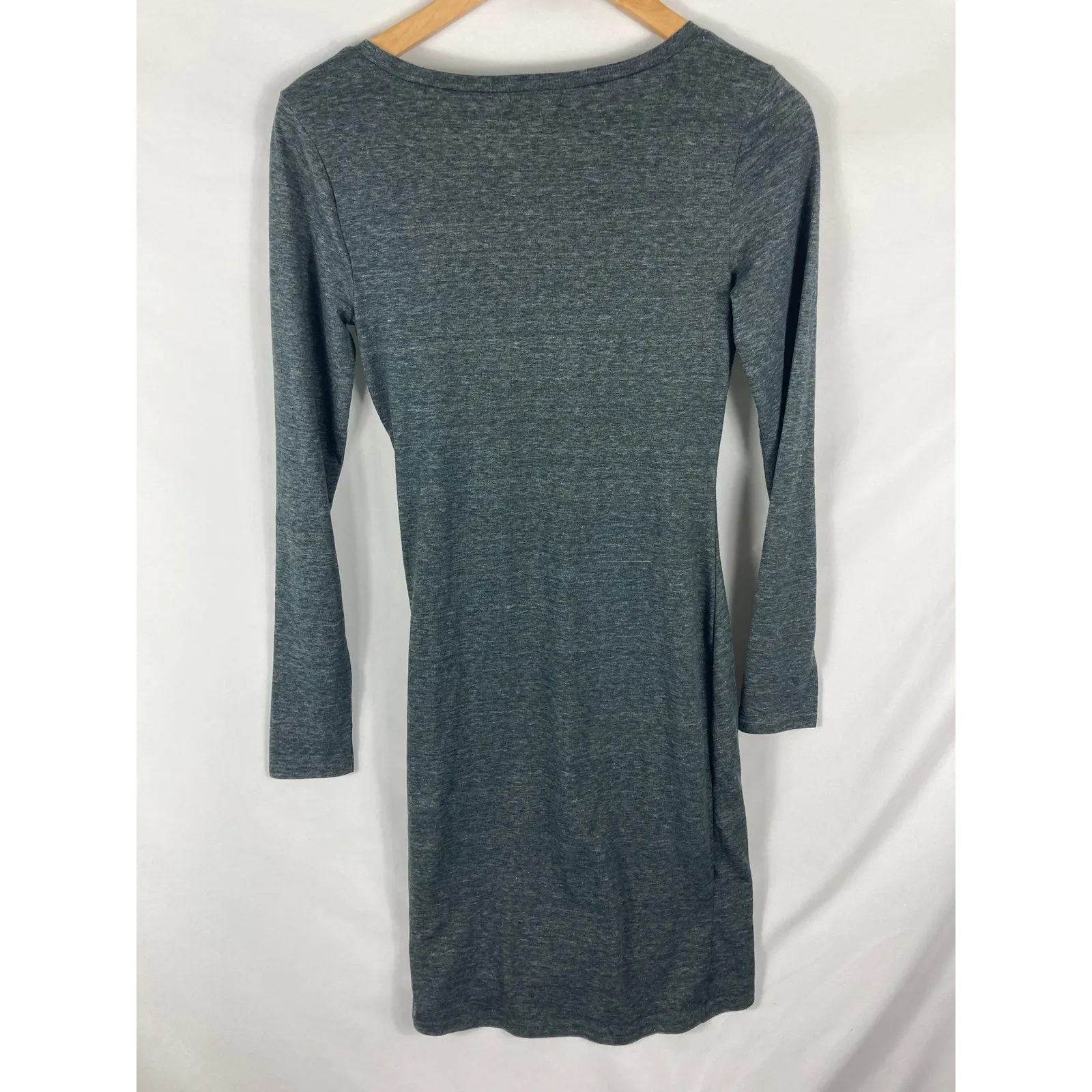 Nordstrom Leith Long Sleeve Side Ruched Gray Dress Bodycon Size Medium - Image 6