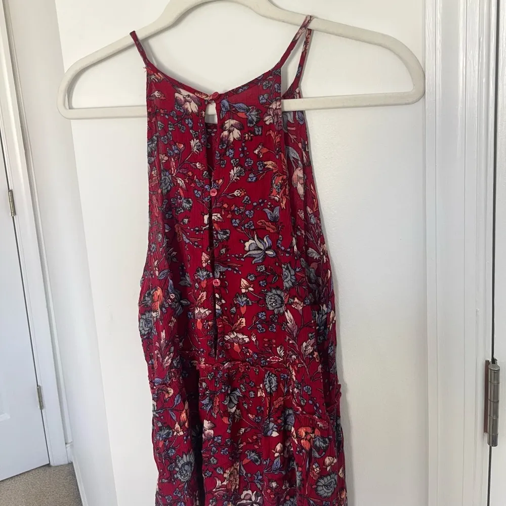 Floral Red Sleeveless Halter Tank - Image 3