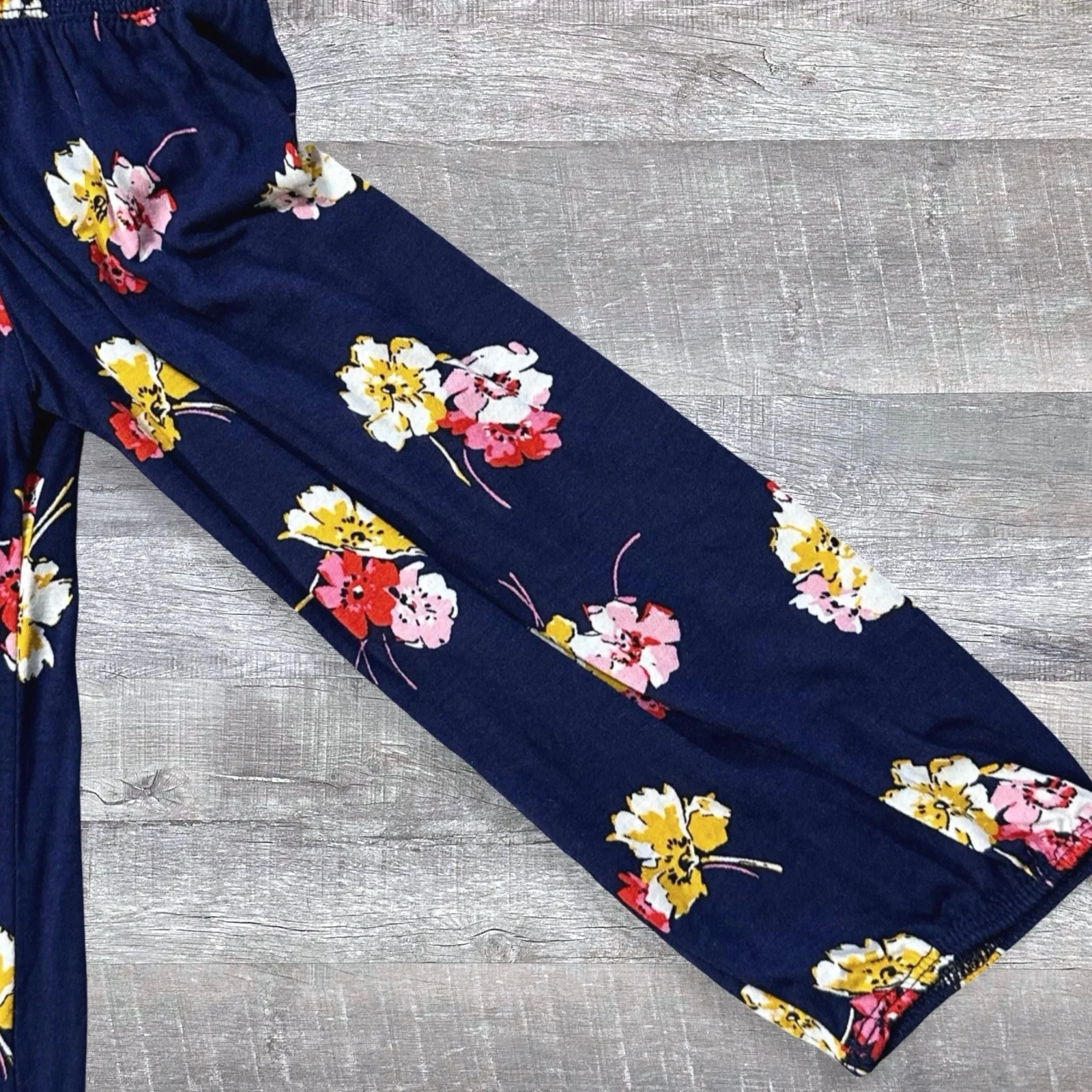 Old Navy Long Sleeve Swing Off Shoulder Navy Top Womens M Floral Boho - Image 2