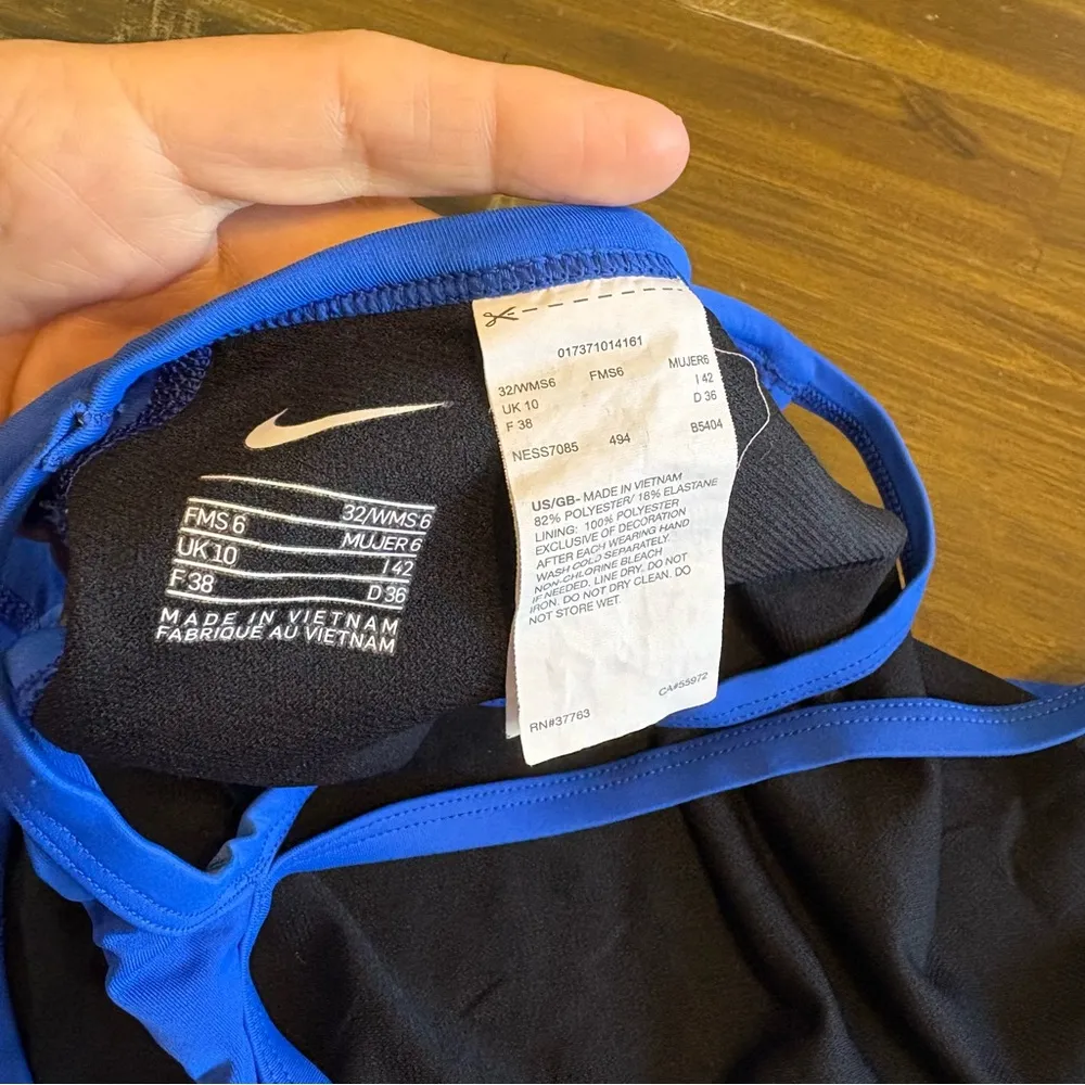 Nike One Piece Swimsuit Bikini Swim Royal Blue Open Back Womens 6 - Image 5