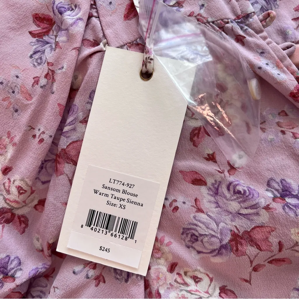 Nwt Loveshackfancy sansom blouse‎ warm taupe sienna 100% silk - Image 4