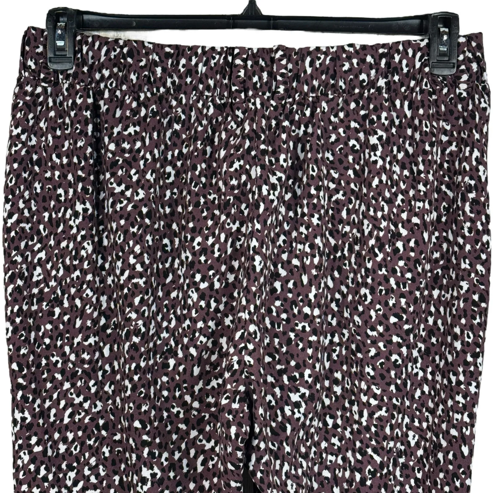 Torrid SZ 1 (1X-Large) Taper Crepe Pants Stretch Leopard Hi-Rise Pleated Purple - Image 4