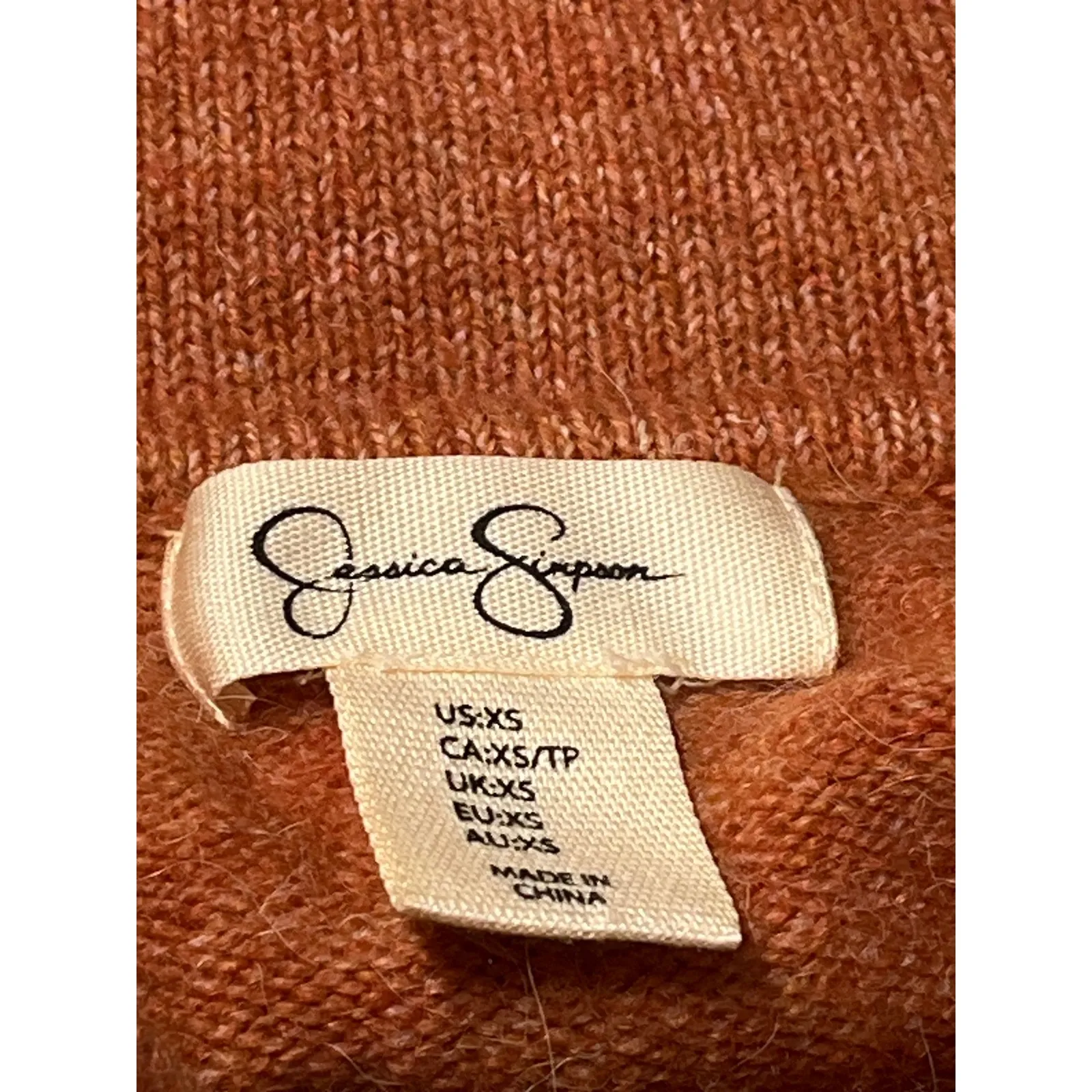 Jessica Simpson Cowl Neck Sweater Orange Heathered Knit Women's XS Alpaca Blend - Image 6