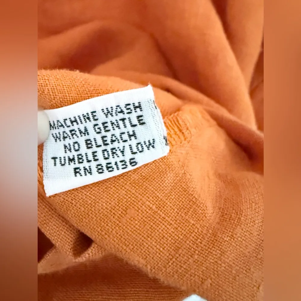 Bryn Walker 100% Linen Fran Bell Sleeve Lagenlook Top Orange Mango Size Small - Image 8