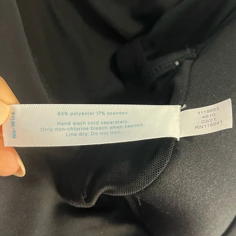 Swim by Cacique Women's Ruched Faux-Wrap No-wire Swim Tankini Top Black sz. 30 - Image 9