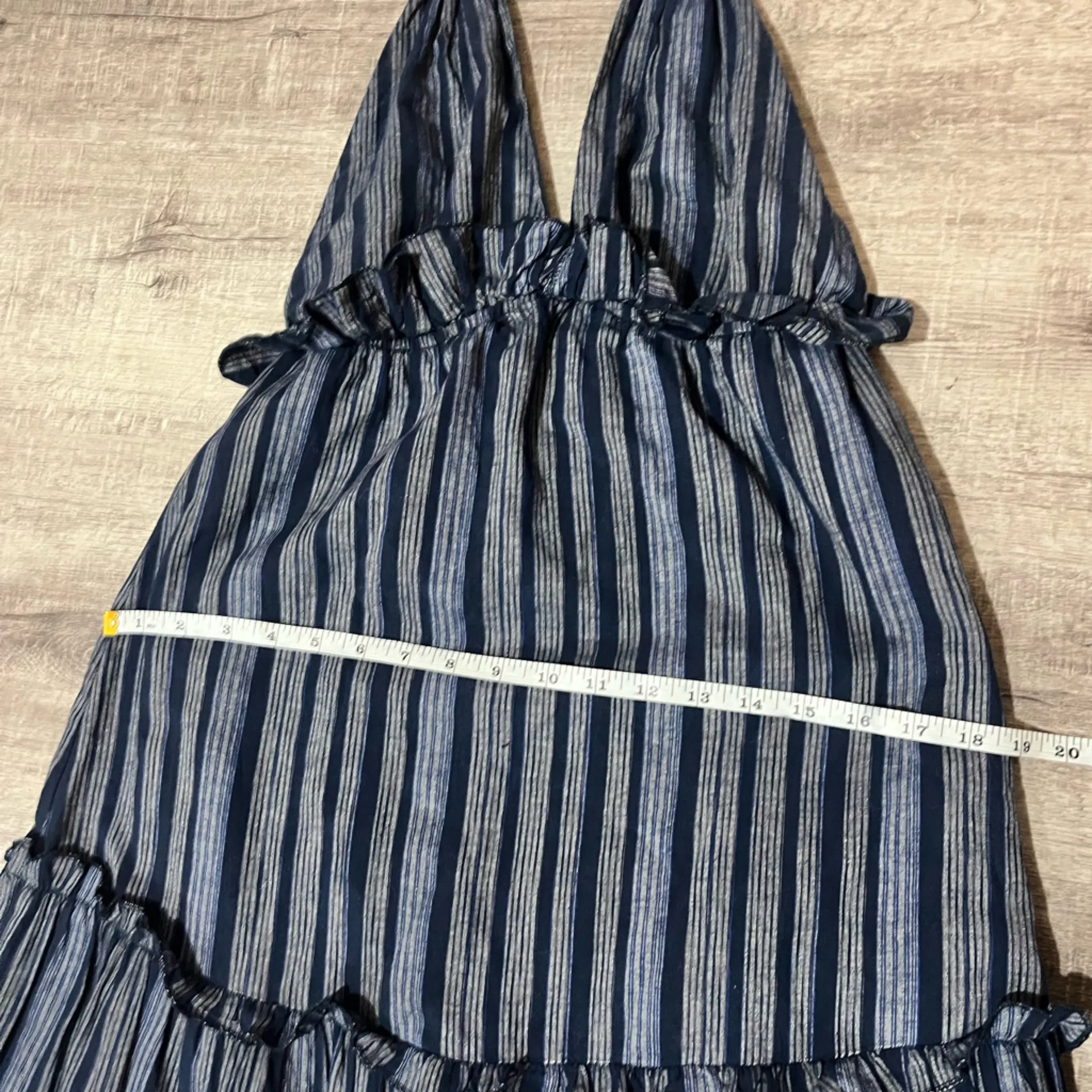 LULU’S Vacay Babe Navy Blue Striped Halter Maxi Dress - Image 7