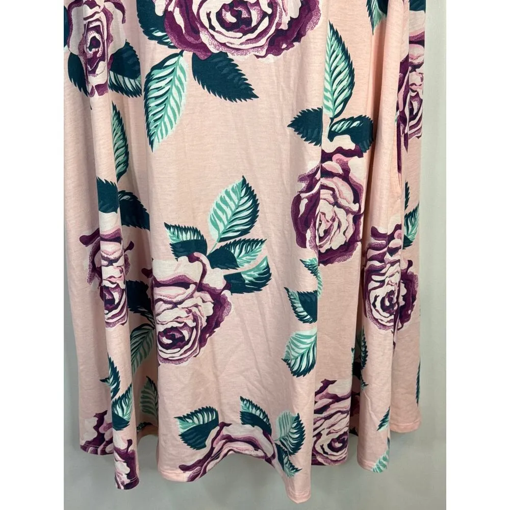 LuLaRoe Big Flowers Jessie Pocket Mini Dress Spring Rose Floral on Pink Size S - Image 3