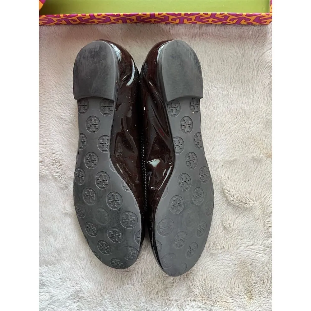 Tory Burch Reva Ballet Flats Women’s Size 9 Brown Patent Leather Slip Re… - Image 9