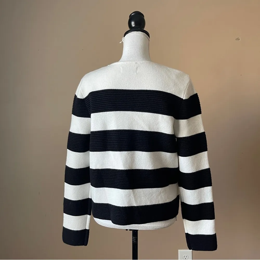 ELLE | Striped Open Cardigan Sweater Sz M - Image 4