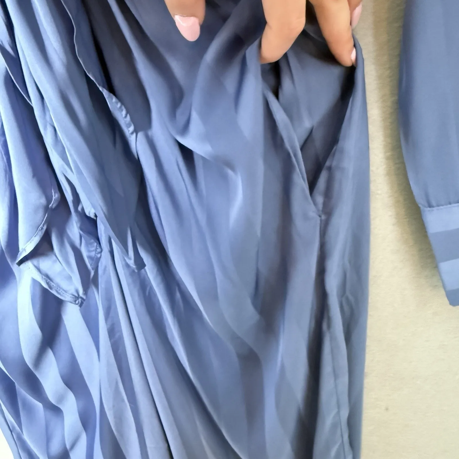 Choosy Lafayette Womens Blue Striped Jumpsuit Pockets Front Tie Comfort Size 2 - Image 8