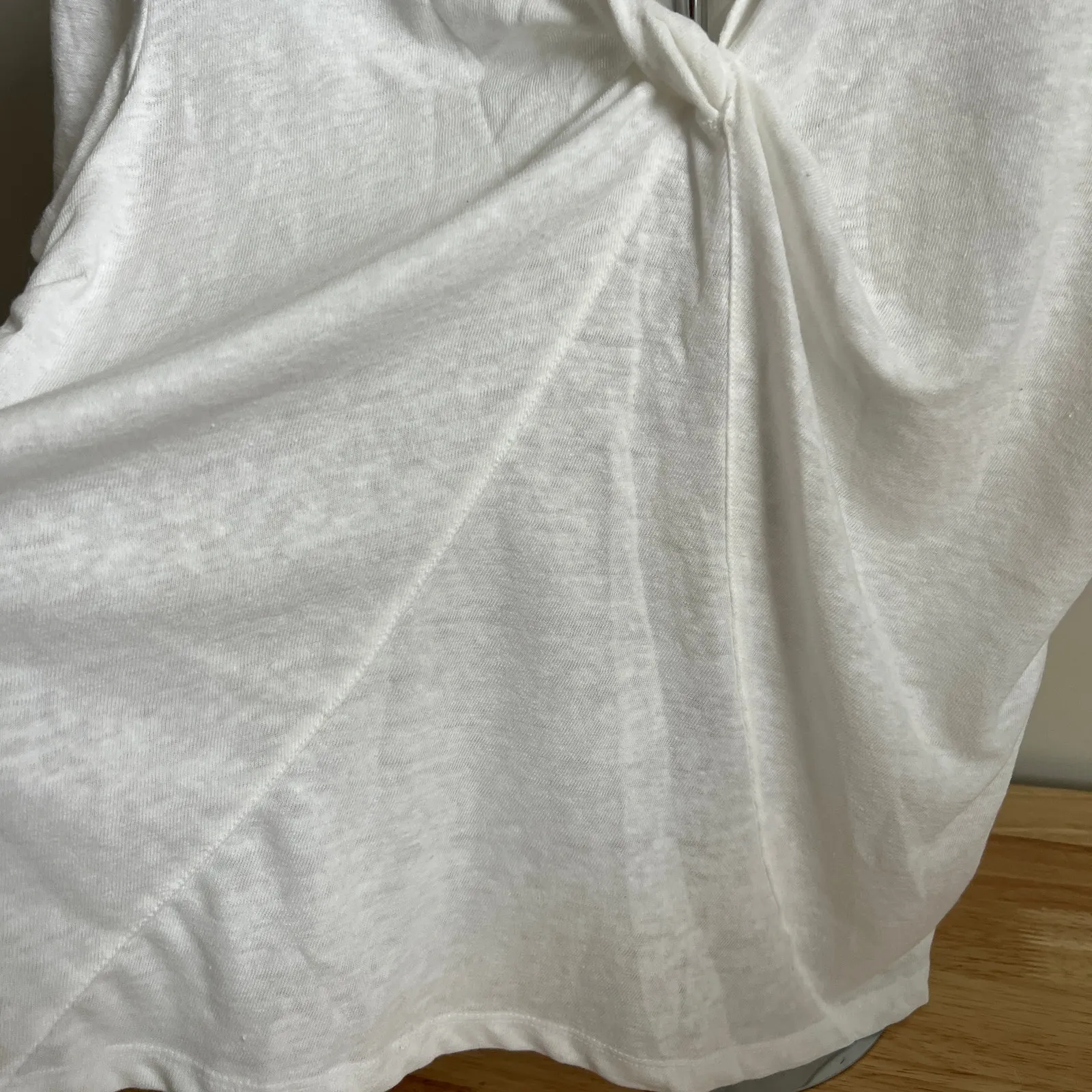 A New Day Women's White Short Sleeve Linen V-Neck T-Shirt - Size Medium - NWT - Image 4