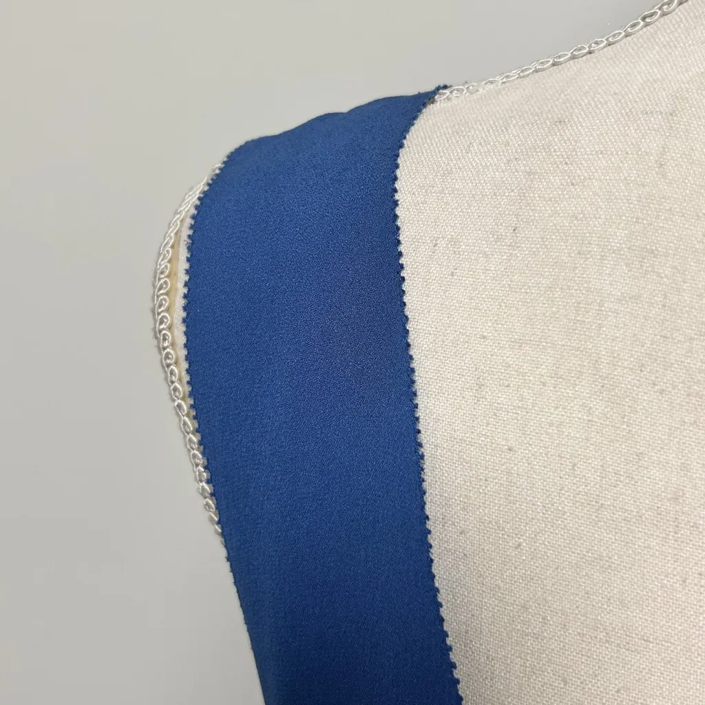 Tory Burch Razor Blue Silk Tiered Plunging Scoop Neck Oriena Tank Top 2 New - Image 3