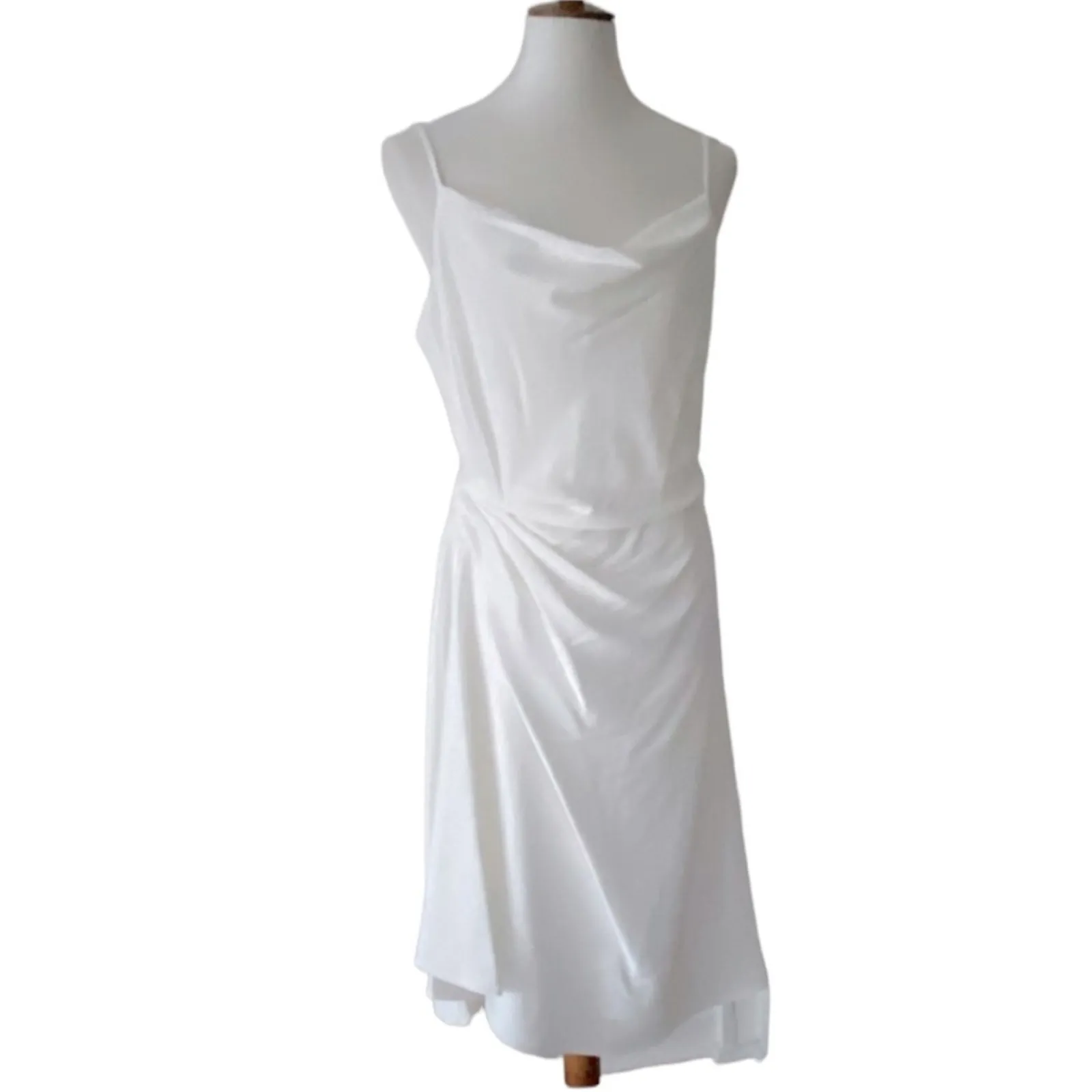 Aidan Mattox 10 Off White Party Cocktail Dress Y2K Style Slipdress Minimalist - Image 4