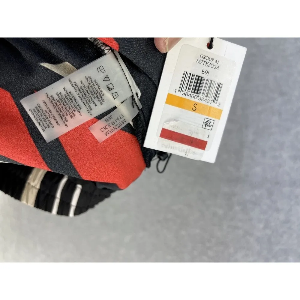 Calvin Klein Women's Drawstring Pants Red Geometric Size Small Straight Leg - Image 4